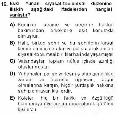 Temel İnsan Hakları Bilgisi 1 2013 - 2014 Ara Sınavı 10.Soru