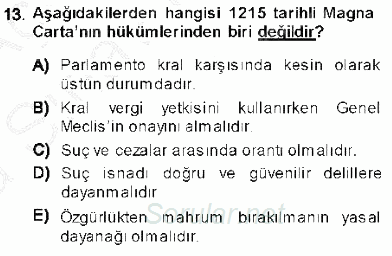 Temel İnsan Hakları Bilgisi 1 2013 - 2014 Ara Sınavı 13.Soru