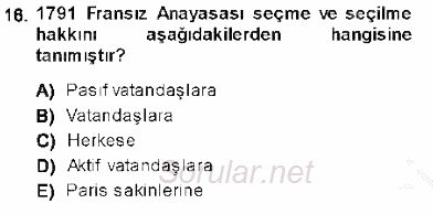 Temel İnsan Hakları Bilgisi 1 2013 - 2014 Ara Sınavı 16.Soru