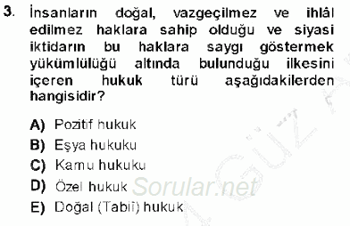 Temel İnsan Hakları Bilgisi 1 2013 - 2014 Ara Sınavı 3.Soru