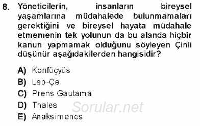 Temel İnsan Hakları Bilgisi 1 2013 - 2014 Ara Sınavı 8.Soru