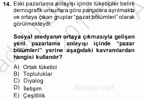 Sosyal Medya 2014 - 2015 Ara Sınavı 14.Soru