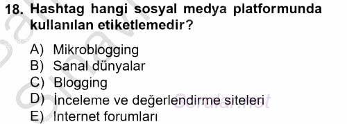 Sosyal Medya 2014 - 2015 Ara Sınavı 18.Soru