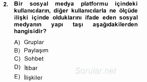 Sosyal Medya 2014 - 2015 Ara Sınavı 2.Soru