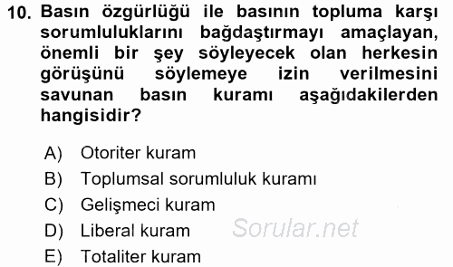 Haberciliğin Temel Kavramları 2016 - 2017 3 Ders Sınavı 10.Soru