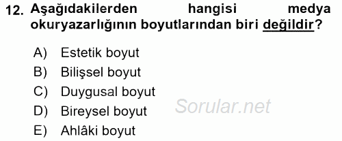 Haberciliğin Temel Kavramları 2016 - 2017 3 Ders Sınavı 12.Soru