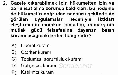 Haberciliğin Temel Kavramları 2016 - 2017 3 Ders Sınavı 2.Soru