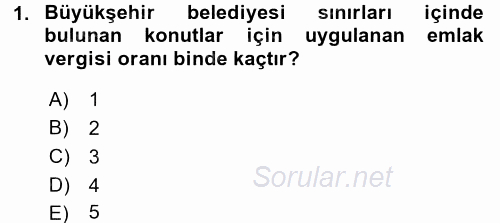 Özel Vergi Hukuku 2 2017 - 2018 3 Ders Sınavı 1.Soru