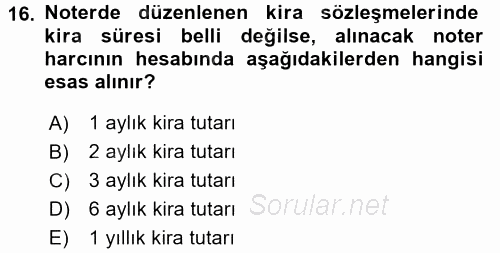 Özel Vergi Hukuku 2 2017 - 2018 3 Ders Sınavı 16.Soru