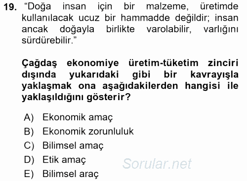 Etik 2016 - 2017 Dönem Sonu Sınavı 19.Soru