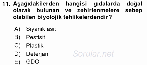 Temel Sağlık Ve Hastalık Bilgisi 2017 - 2018 3 Ders Sınavı 11.Soru