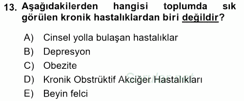 Temel Sağlık Ve Hastalık Bilgisi 2017 - 2018 3 Ders Sınavı 13.Soru