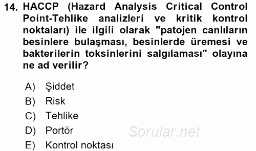 Temel Sağlık Ve Hastalık Bilgisi 2017 - 2018 3 Ders Sınavı 14.Soru