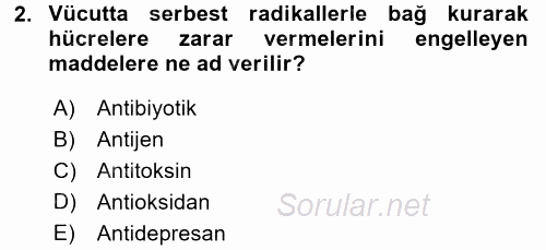 Temel Sağlık Ve Hastalık Bilgisi 2017 - 2018 3 Ders Sınavı 2.Soru