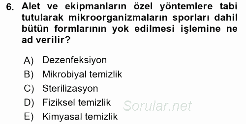 Temel Sağlık Ve Hastalık Bilgisi 2017 - 2018 3 Ders Sınavı 6.Soru