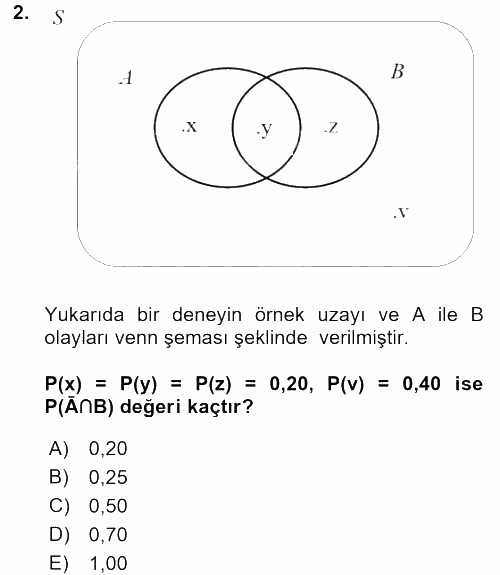 İstatistik 1 2016 - 2017 Dönem Sonu Sınavı 2.Soru
