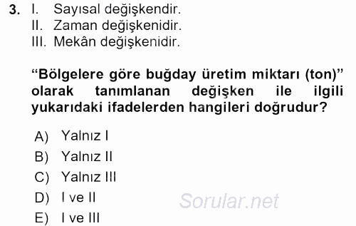 İstatistik 1 2016 - 2017 Dönem Sonu Sınavı 3.Soru