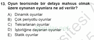 Sanayi Ekonomisi 2014 - 2015 Dönem Sonu Sınavı 13.Soru