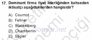Sanayi Ekonomisi 2014 - 2015 Dönem Sonu Sınavı 17.Soru