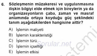 Sanayi Ekonomisi 2014 - 2015 Dönem Sonu Sınavı 6.Soru