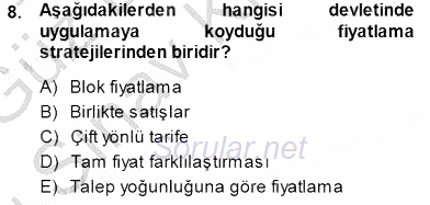 Sanayi Ekonomisi 2014 - 2015 Dönem Sonu Sınavı 8.Soru