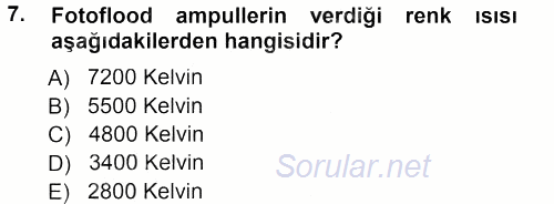 Sayısal Fotoğraf Makineleri 2012 - 2013 Dönem Sonu Sınavı 7.Soru