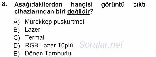 Sayısal Fotoğraf Makineleri 2012 - 2013 Dönem Sonu Sınavı 8.Soru