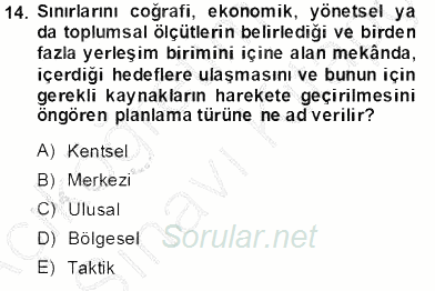 Boş Zaman ve Rekreasyon Yönetimi 2013 - 2014 Tek Ders Sınavı 14.Soru