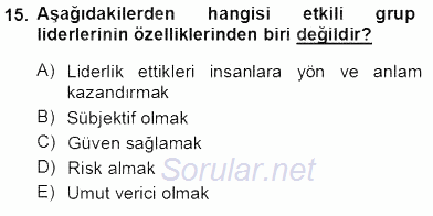 Boş Zaman ve Rekreasyon Yönetimi 2013 - 2014 Tek Ders Sınavı 15.Soru