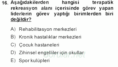 Boş Zaman ve Rekreasyon Yönetimi 2013 - 2014 Tek Ders Sınavı 16.Soru