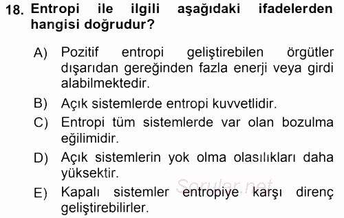 Yönetim Bilimi 1 2016 - 2017 Dönem Sonu Sınavı 18.Soru