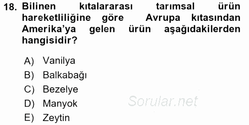Dünya Mutfakları 1 2016 - 2017 3 Ders Sınavı 18.Soru