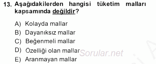 Sağlık Hizmetleri Pazarlaması 2013 - 2014 Dönem Sonu Sınavı 13.Soru