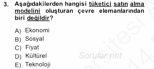 Sağlık Hizmetleri Pazarlaması 2013 - 2014 Dönem Sonu Sınavı 3.Soru