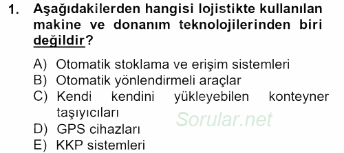 Lojistikte Teknoloji Kullanımı 2012 - 2013 Dönem Sonu Sınavı 1.Soru