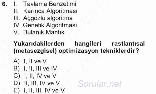 Lojistikte Teknoloji Kullanımı 2012 - 2013 Dönem Sonu Sınavı 6.Soru