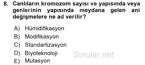 Tarla Bitkileri 1 2015 - 2016 Tek Ders Sınavı 8.Soru