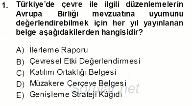 Enerji Tasarrufu 2013 - 2014 Tek Ders Sınavı 1.Soru