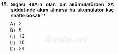 Enerji Tasarrufu 2013 - 2014 Tek Ders Sınavı 19.Soru