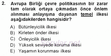 Enerji Tasarrufu 2013 - 2014 Tek Ders Sınavı 2.Soru