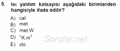 Enerji Tasarrufu 2013 - 2014 Tek Ders Sınavı 5.Soru