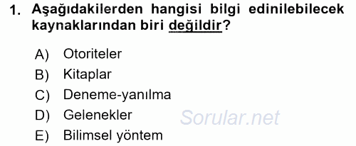 Sağlık Hizmetlerinde Araştırma Ve Değerlendirme 2017 - 2018 Ara Sınavı 1.Soru