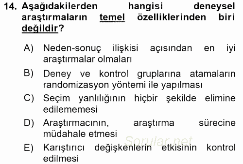 Sağlık Hizmetlerinde Araştırma Ve Değerlendirme 2017 - 2018 Ara Sınavı 14.Soru