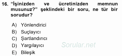 Sağlık Hizmetlerinde Araştırma Ve Değerlendirme 2017 - 2018 Ara Sınavı 16.Soru