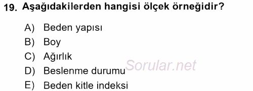 Sağlık Hizmetlerinde Araştırma Ve Değerlendirme 2017 - 2018 Ara Sınavı 19.Soru