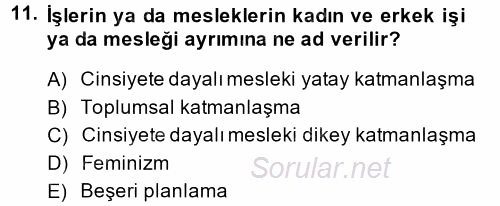 Çalışma Ekonomisi 2 2013 - 2014 Dönem Sonu Sınavı 11.Soru