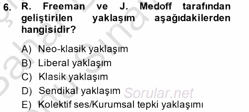 Çalışma Ekonomisi 2 2013 - 2014 Dönem Sonu Sınavı 6.Soru