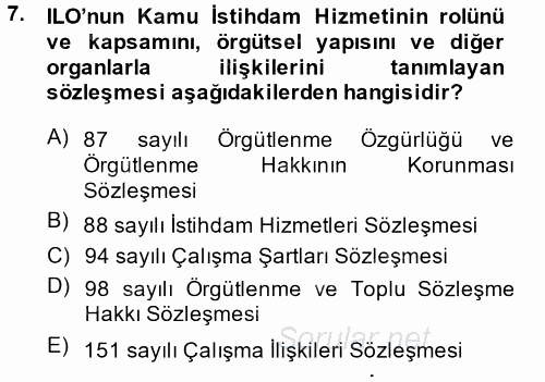 Çalışma Ekonomisi 2 2013 - 2014 Dönem Sonu Sınavı 7.Soru