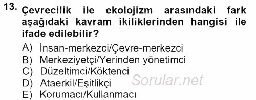 Yeni Toplumsal Hareketler 2012 - 2013 Dönem Sonu Sınavı 13.Soru