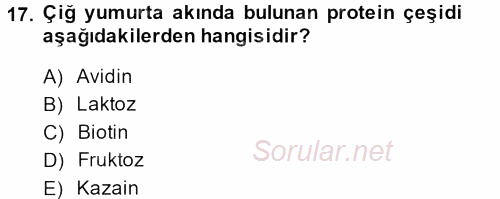 Yiyecek Üretim Temelleri 2013 - 2014 Tek Ders Sınavı 17.Soru